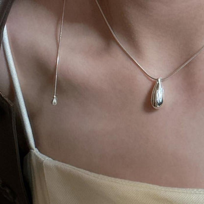 Silver Pull Up Water Drop Necklace