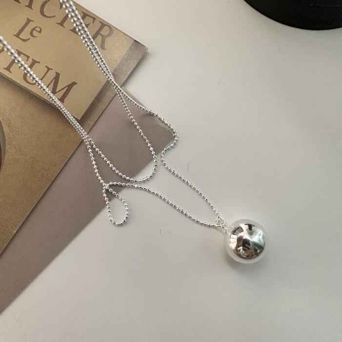 Sterling Silver Round Ball Long Necklace