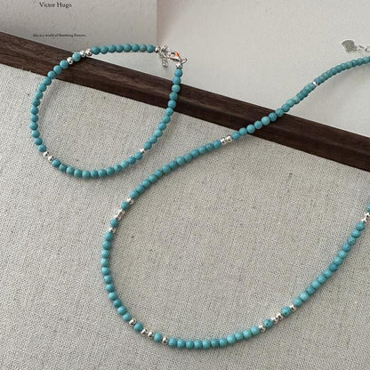 Silver Agate And Turquoise Necklace