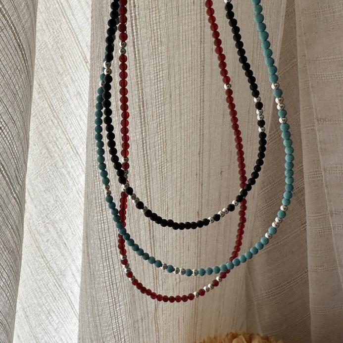 Silver Agate And Turquoise Necklace